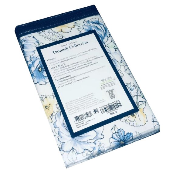 Outlined Floral Cornflower Charter Club Designs 550 TC Cotton KING Pillowcases - Picture 4 of 7